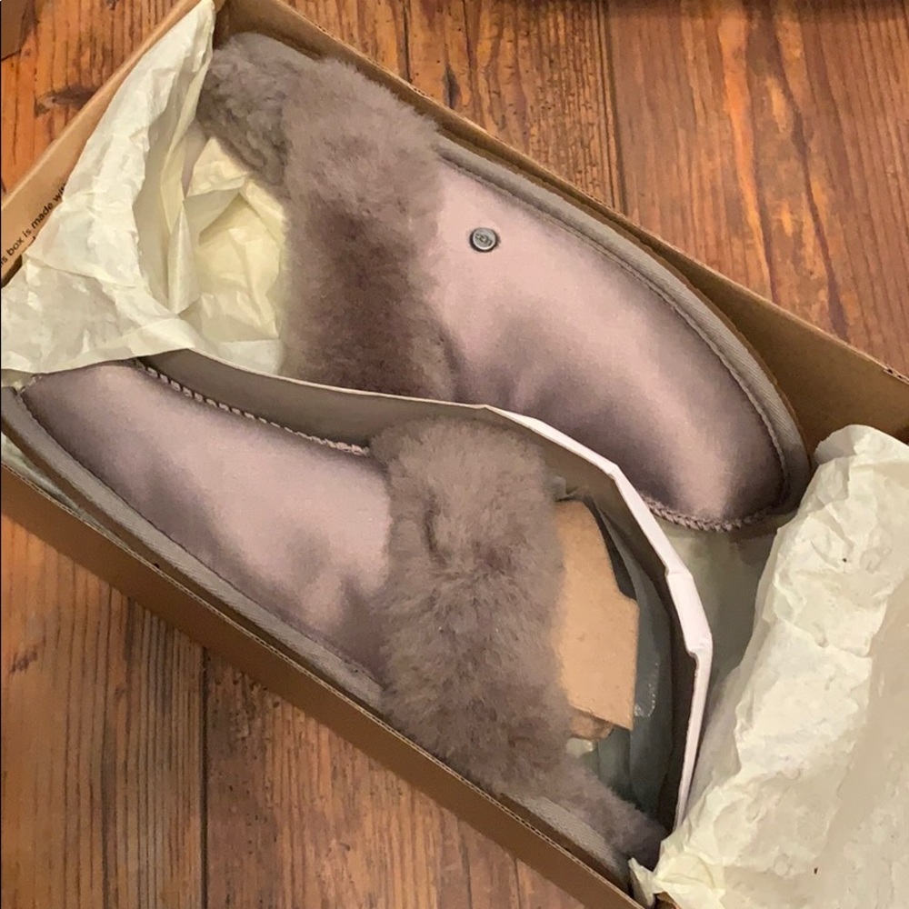 UGG® Scuffette II satin slippers